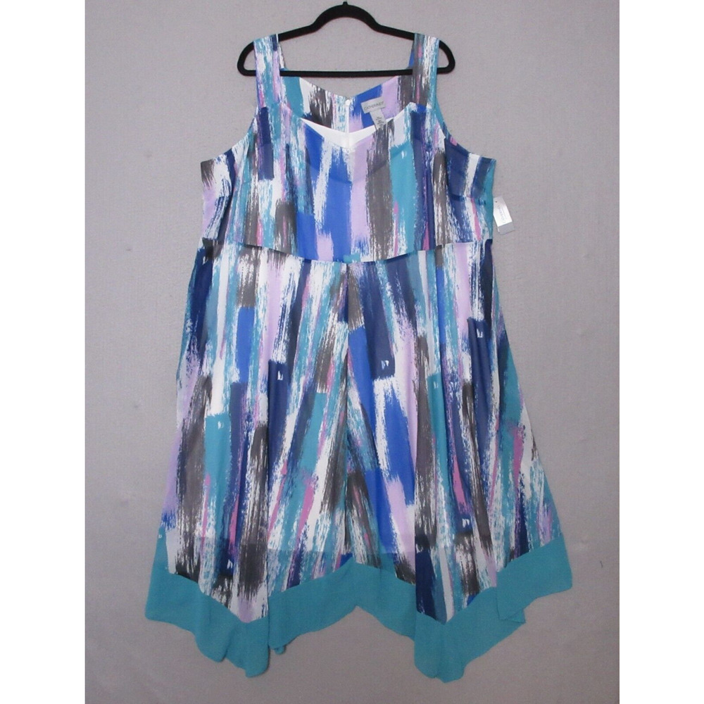 Catherines Dress  Plus 2X Midi Artsy‎ Flowy Sleeveless NWT $79 Asymmetrical